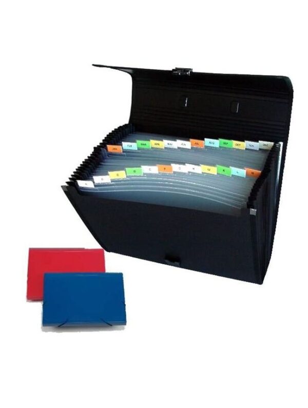 Γραμματιοθήκη με λάστιχο 12 θέσεων α4 μπλέ