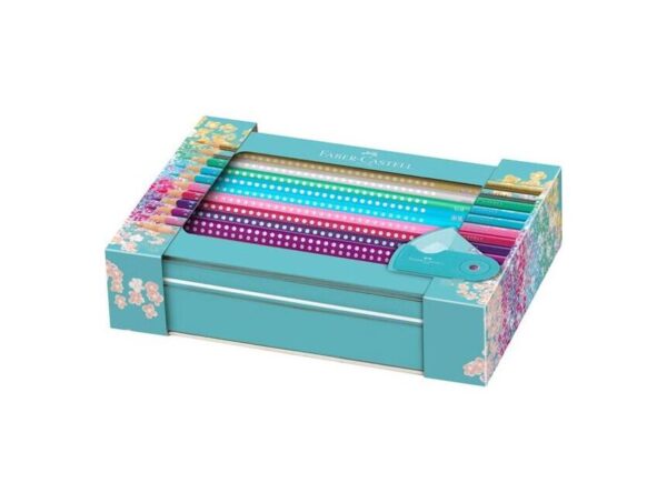 oie_FxchHJFtiY3t Σετ ξυλομπογιές faber Castell Sparkle, μεταλλική κασετίνα, 21 τεμάχια (#201641)