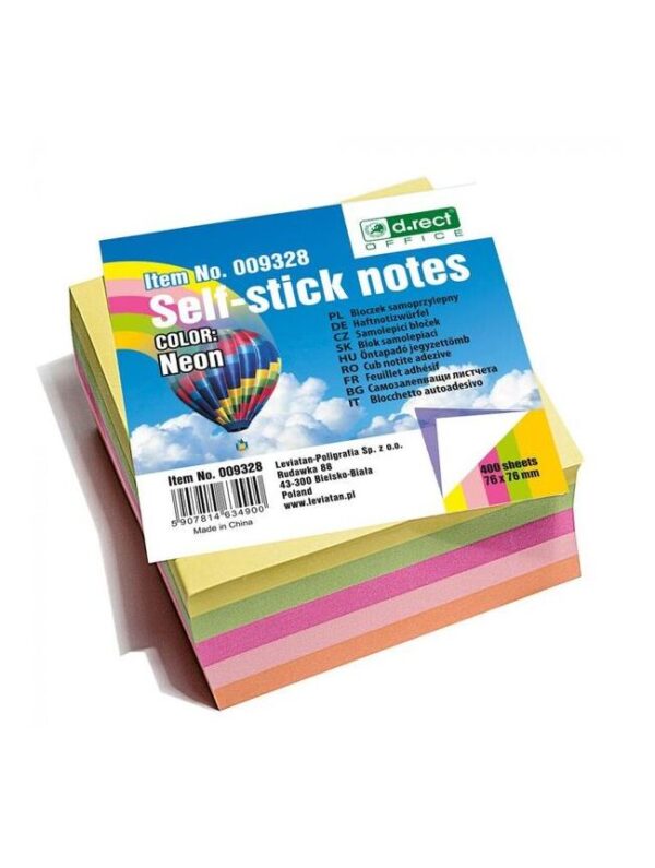 Κύβος σημειώσεων αυτοκόλλητος νέον 76χ76 400φ