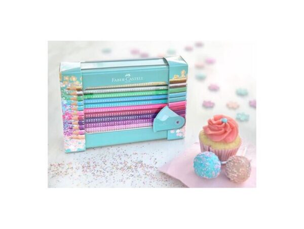 oie_WWNiANbq1CHg Σετ ξυλομπογιές faber Castell Sparkle, μεταλλική κασετίνα, 21 τεμάχια (#201641)