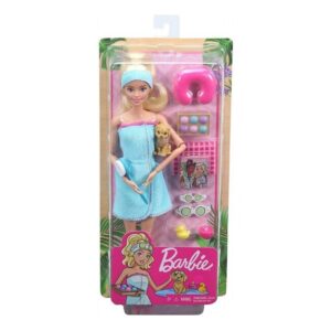 Mattel Barbie Wellness Ημέρα Ομορφιάς Σπα Κούκλα Με Κουτάβακι Και 9 Αξεσουάρ GKH73 / GJG55
