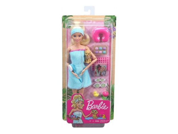 Mattel Barbie Wellness Ημέρα Ομορφιάς Σπα Κούκλα Με Κουτάβακι Και 9 Αξεσουάρ GKH73 / GJG55