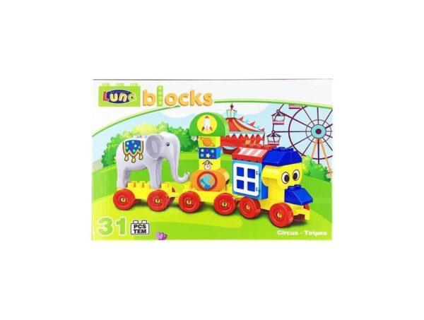 Τουβλάκια Τρενάκι Ελεφαντάκι Luna Toys, 31 Τμχ., 30,5x21x8 εκ. 658263