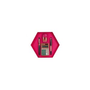 Σέτ δώρου Milan copper pink 4 τμχ (γόμα - ξύστρα μονή, στυλό, μηχ.μολύβι με γόμα, αριθμομηχανή) MILAN