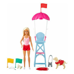 Barbie κούκλα Lifeguard Playset με σκύλο