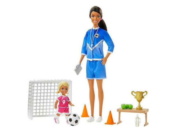 Barbie Soccer Coach με Καστανή Κούκλα