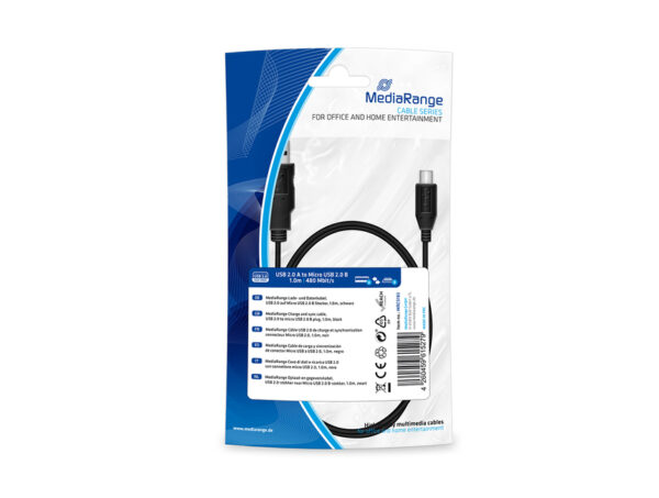 oie_tfzohm1ykNTM Καλώδιο MediaRange Charge and sync, USB 2.0 to micro USB 2.0 B plug, 1.0m, black (MRCS183)