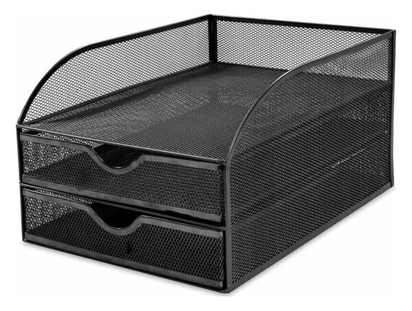 oie_wqGa7r3xLEx7 Δίσκος γραφείου Osco 2+1 θέσεις με πλέγμα μαύρος - 0286