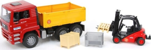 BRUDER ΧΩΜΑΤΟΥΡΓΙΚΟ ΦΟΡΤΗΓΟ ΜΑΝ ΜΕ ΑΝΥΨΩΤΙΚΟ LINDE ΚΑΙ 2 ΠΑΛΕΤΕΣ - 01795
