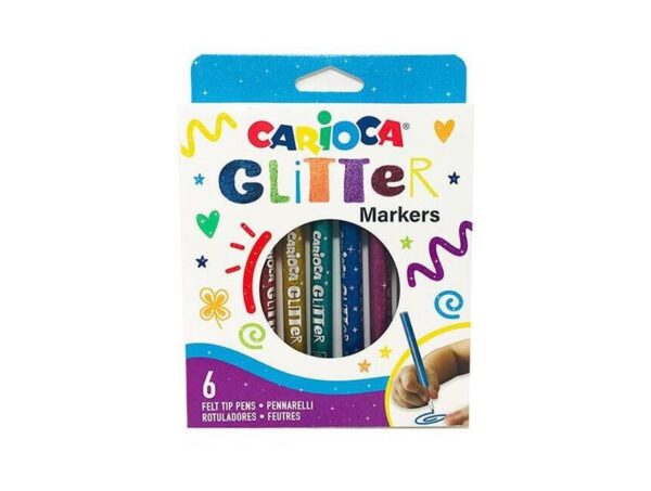 Carioca glitter markers 6 χρωμάτων - 42190