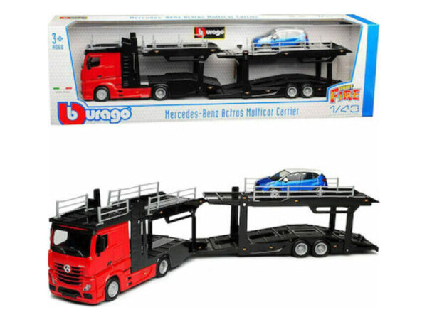 Bburago Street Fire Φορτηγό Μεταφοράς Αυτοκίνητων Mercedes-Benz Actros 18-31457